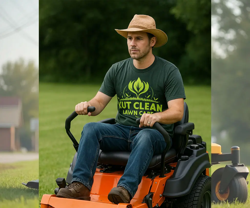Team member wearing Kut Clean Lawn Care uniform